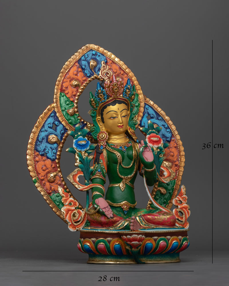 Green Tara Handcrafted Colored Statue | Symbol of Compassion