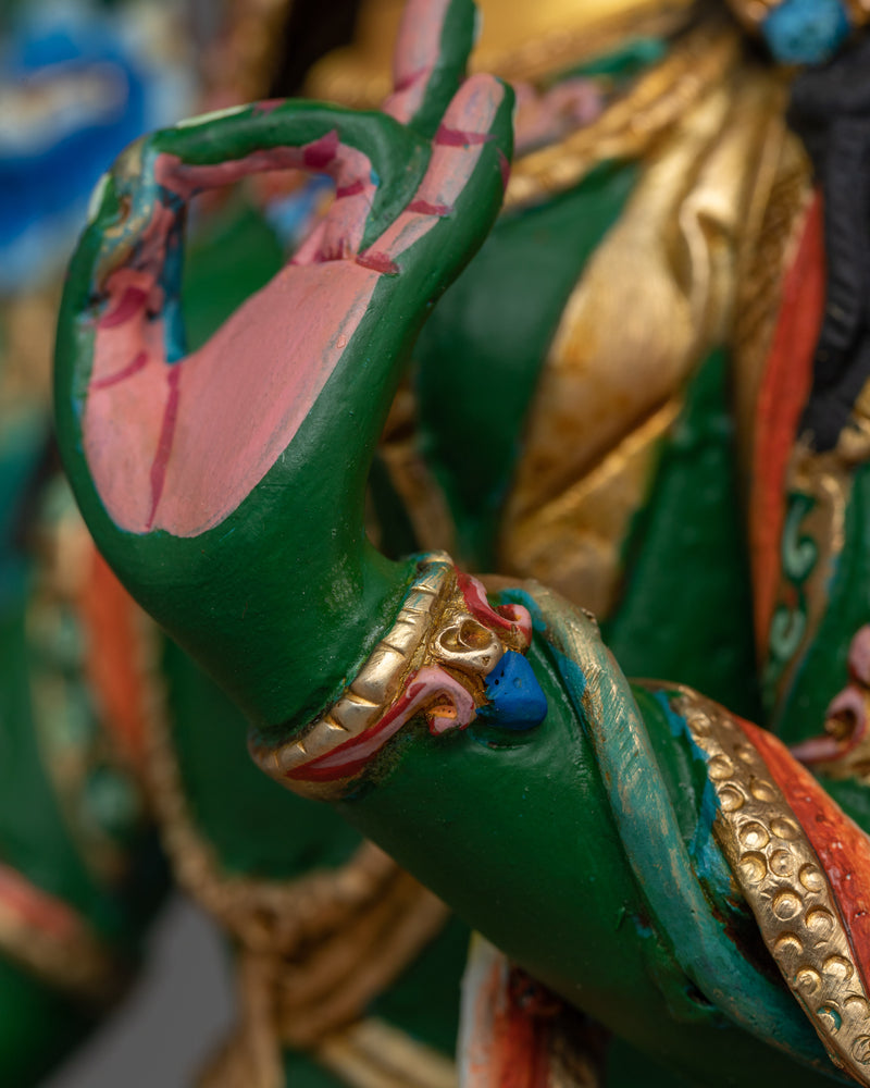 Green Tara Handcrafted Colored Statue | Symbol of Compassion