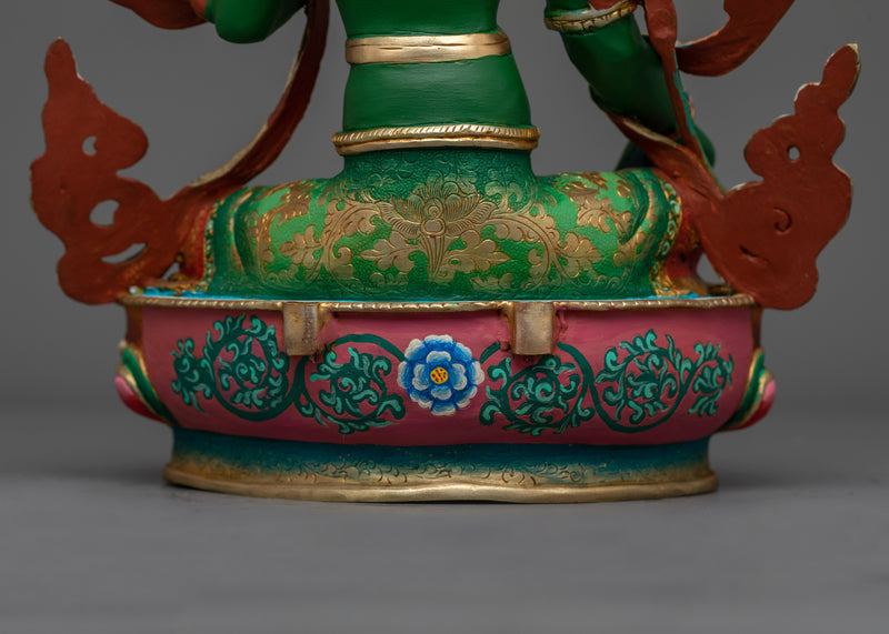 Green Tara Handcrafted Colored Statue | Symbol of Compassion