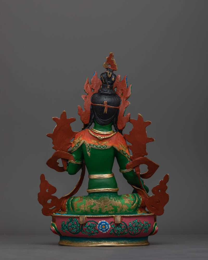 Green Tara Handcrafted Colored Statue | Symbol of Compassion