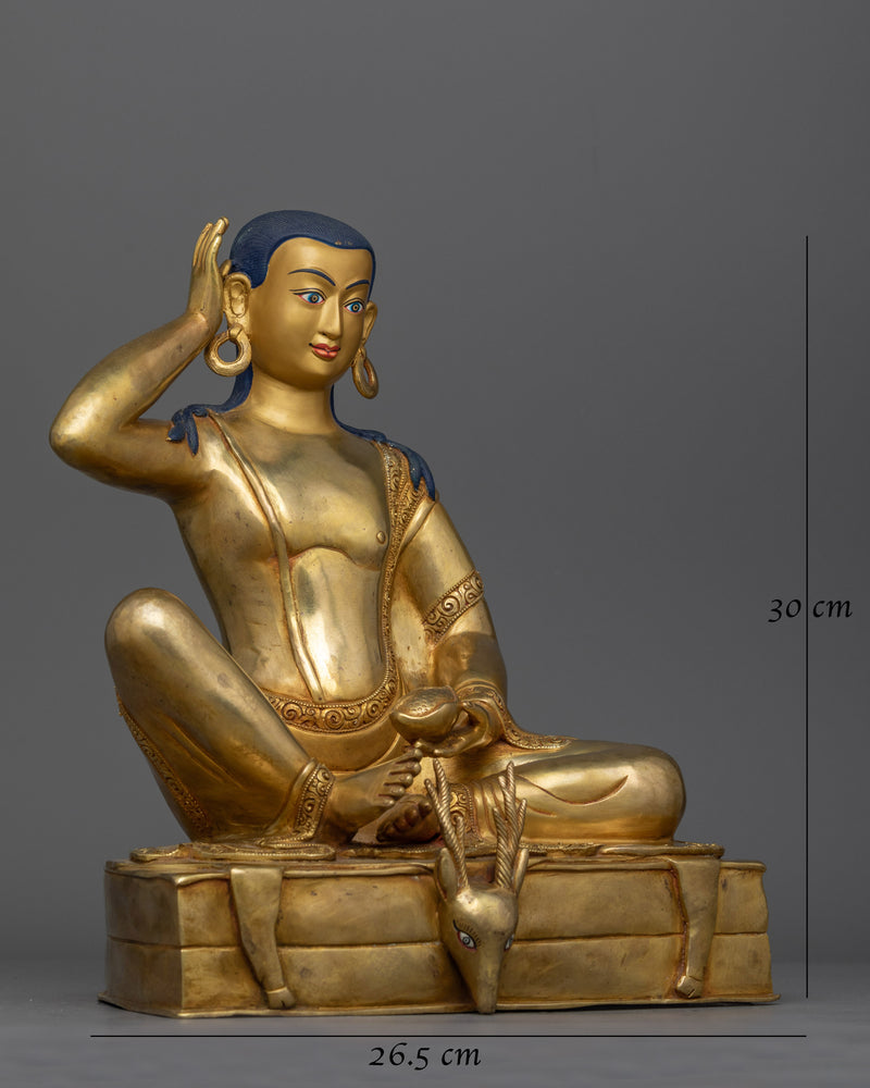 Milarepa, a Kagyu Yogi Master Gold Gilded Statue | Handcrafted Spiritual Art