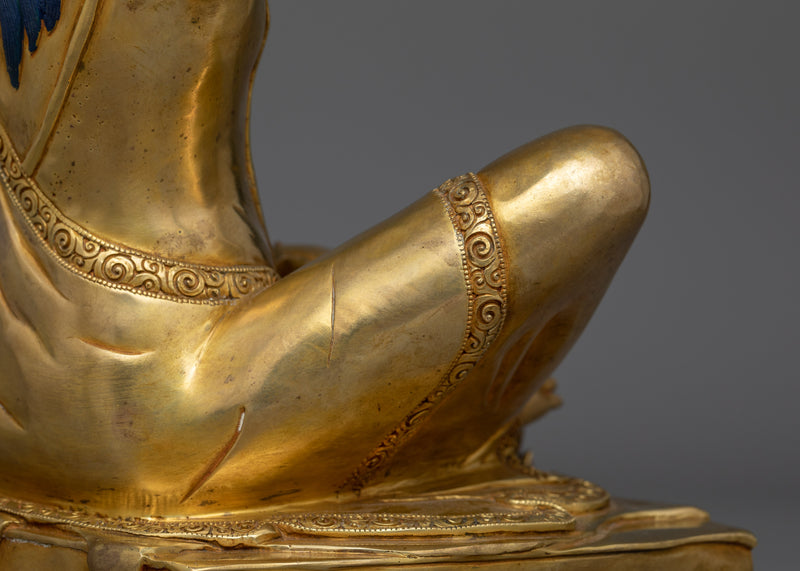 Milarepa, a Kagyu Yogi Master Gold Gilded Statue | Handcrafted Spiritual Art