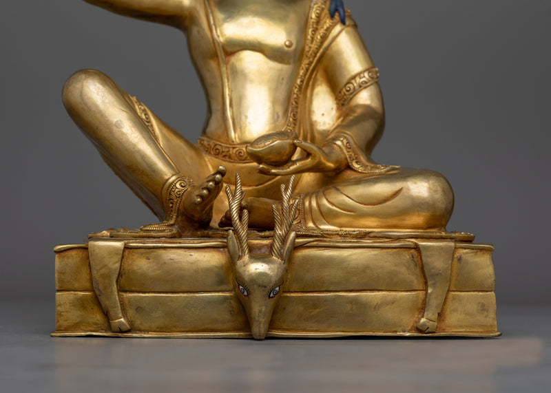 Milarepa, a Kagyu Yogi Master Gold Gilded Statue | Handcrafted Spiritual Art