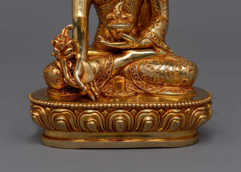 Medicine Buddha Small Gold Gilded Statue | Handcrafted Healing Art