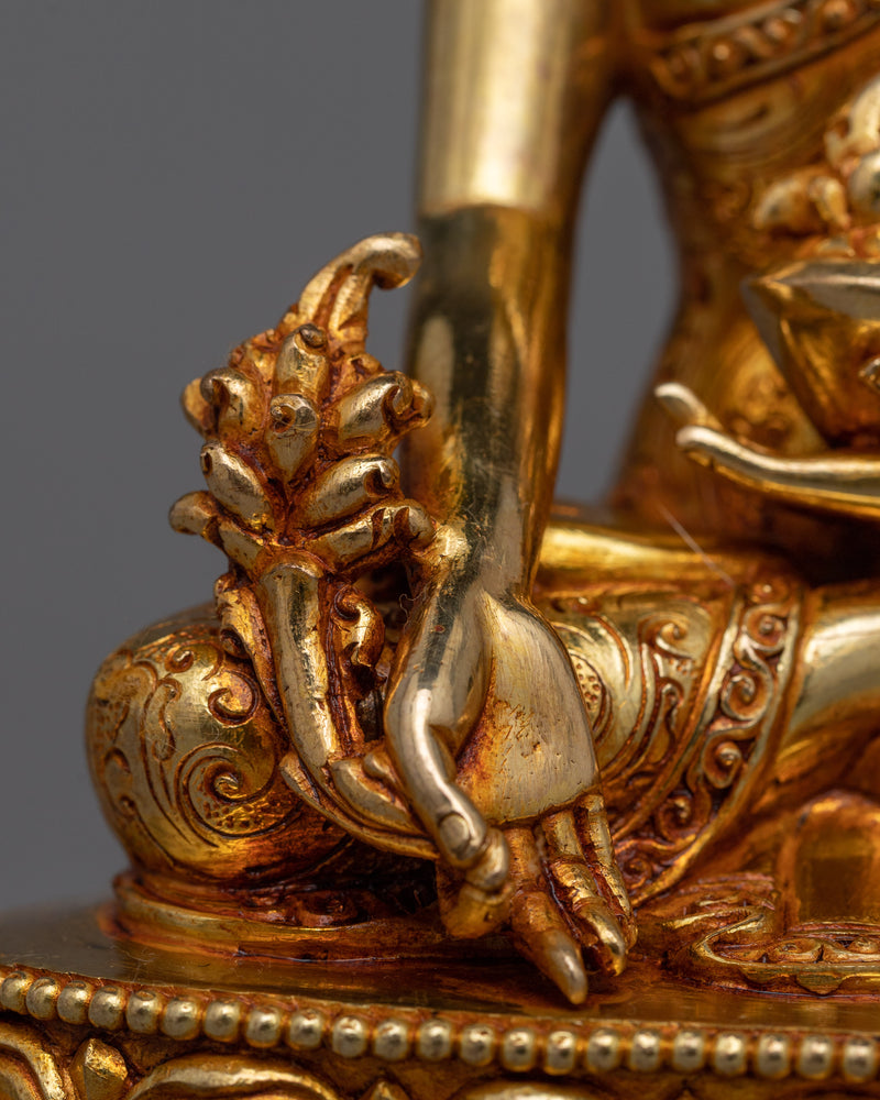 Medicine Buddha Small Gold Gilded Statue | Handcrafted Healing Art