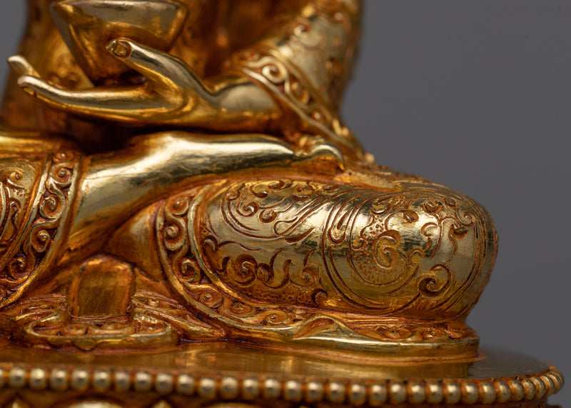 Medicine Buddha Small Gold Gilded Statue | Handcrafted Healing Art