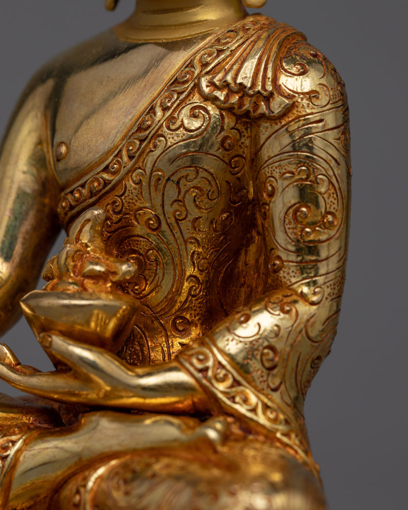 Medicine Buddha Small Gold Gilded Statue | Handcrafted Healing Art