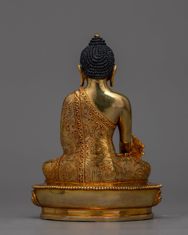 Medicine Buddha Small Gold Gilded Statue | Handcrafted Healing Art