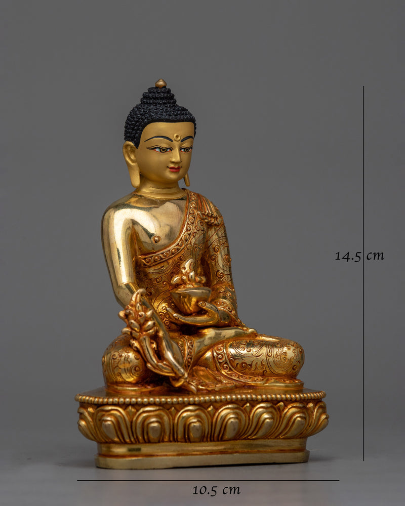 Medicine Buddha Small Gold Gilded Statue | Handcrafted Healing Art