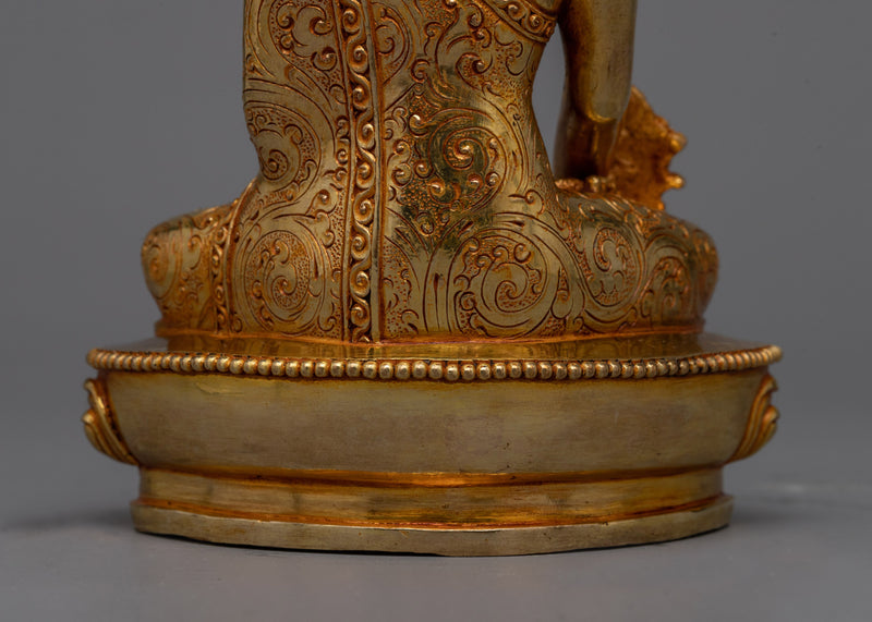 Medicine Buddha Small Gold Gilded Statue | Handcrafted Healing Art