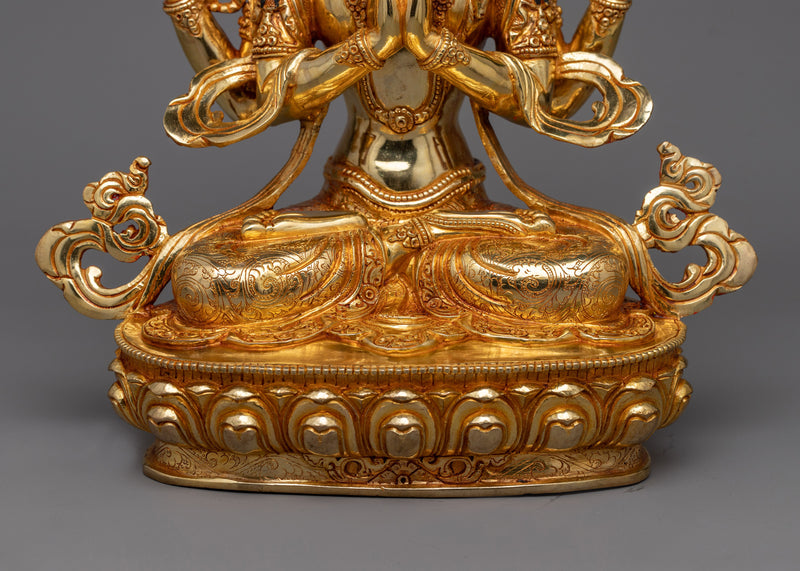 Chenrezig 34cm Gold Gilded Sculpture | Symbol of Compassion