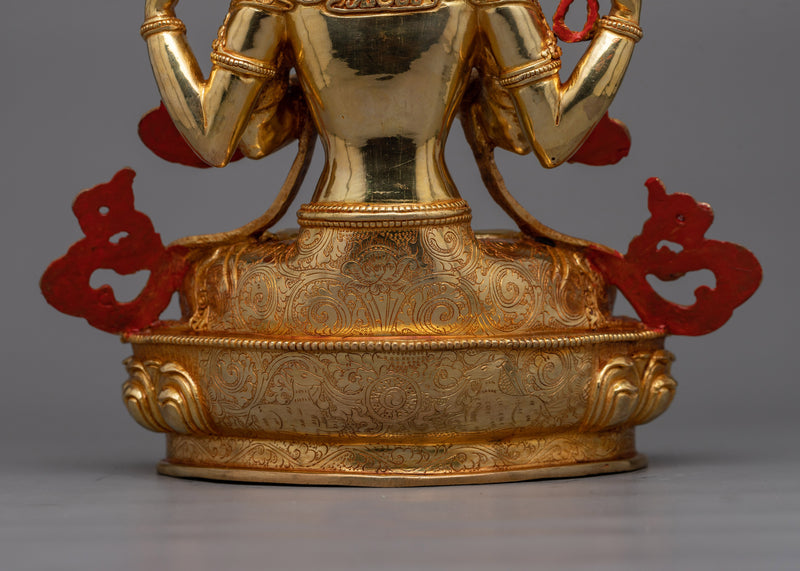 Chenrezig 34cm Gold Gilded Sculpture | Symbol of Compassion