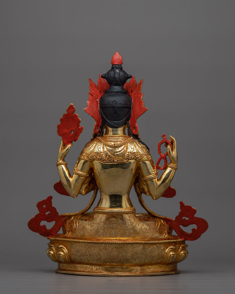 Chenrezig 34cm Gold Gilded Sculpture | Symbol of Compassion