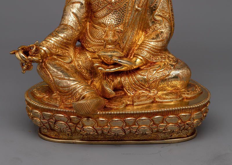 Guru Rinpoche 36cm Gold Gilded Statue | Radiant Symbol of Tantric Master