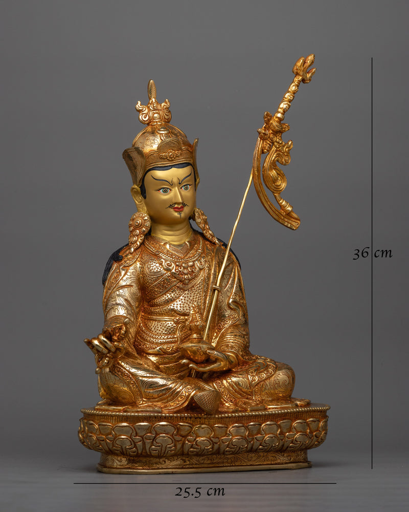 Guru Rinpoche 36cm Gold Gilded Statue | Radiant Symbol of Tantric Master