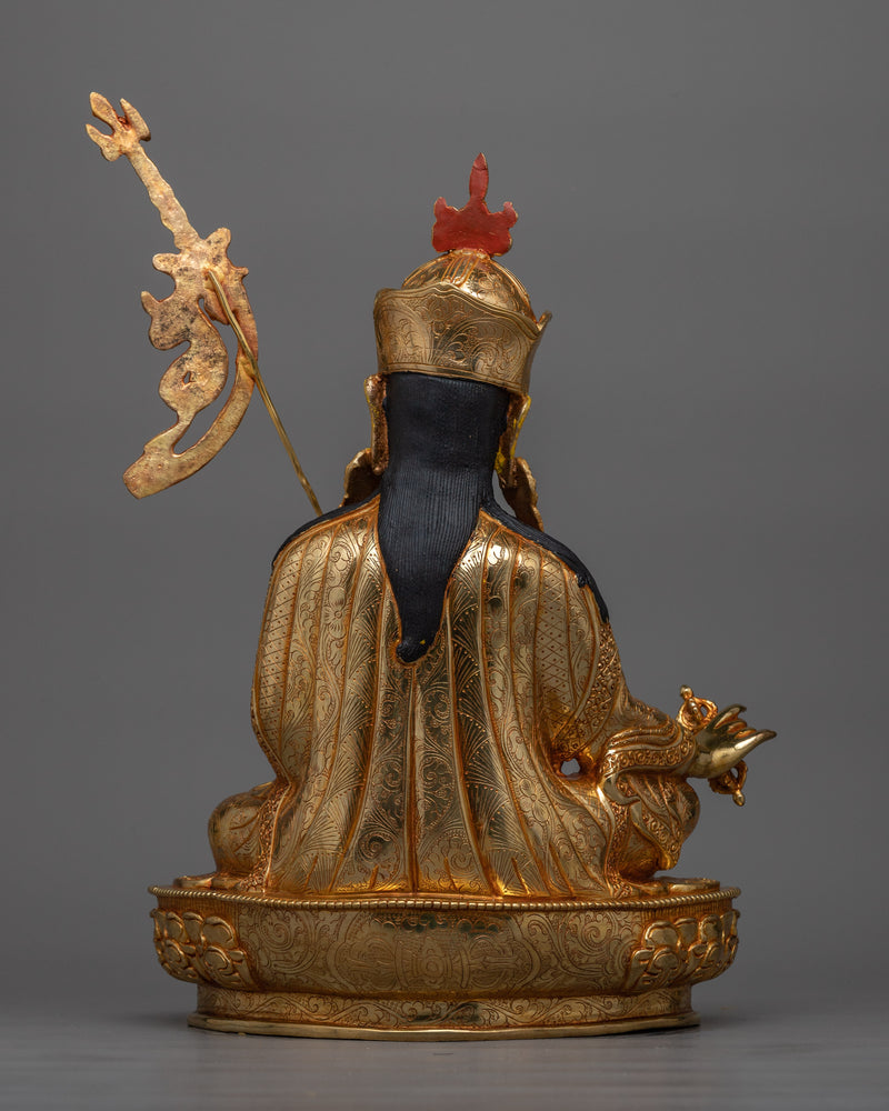 Guru Rinpoche 36cm Gold Gilded Statue | Radiant Symbol of Tantric Master