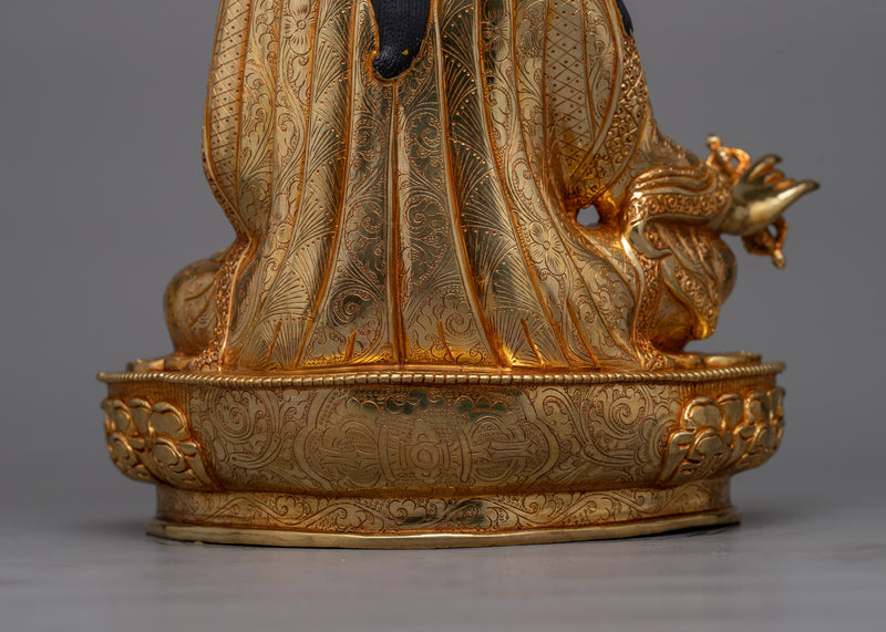 Guru Rinpoche 36cm Gold Gilded Statue | Radiant Symbol of Tantric Master