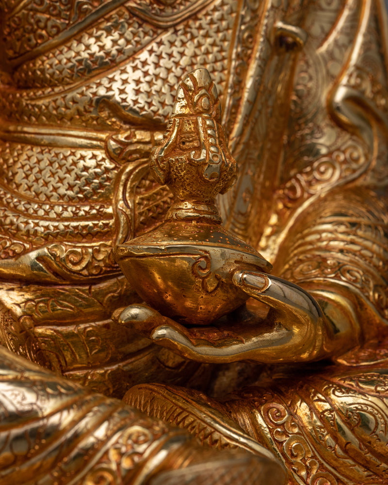 Guru Rinpoche 36cm Gold Gilded Statue | Radiant Symbol of Tantric Master