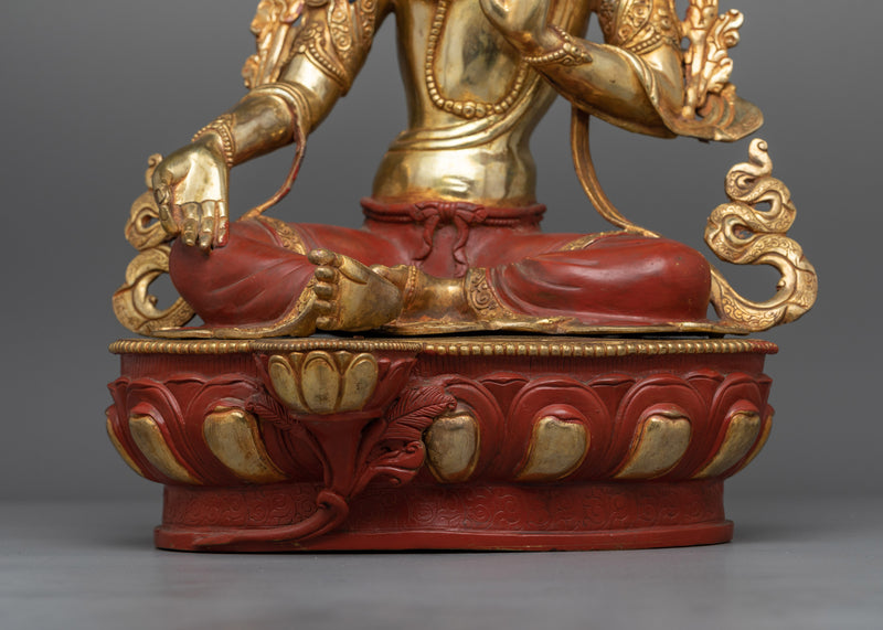 Green Tara Gold Gilded Oxidized Statue | Handcrafted Symbol of Compassion