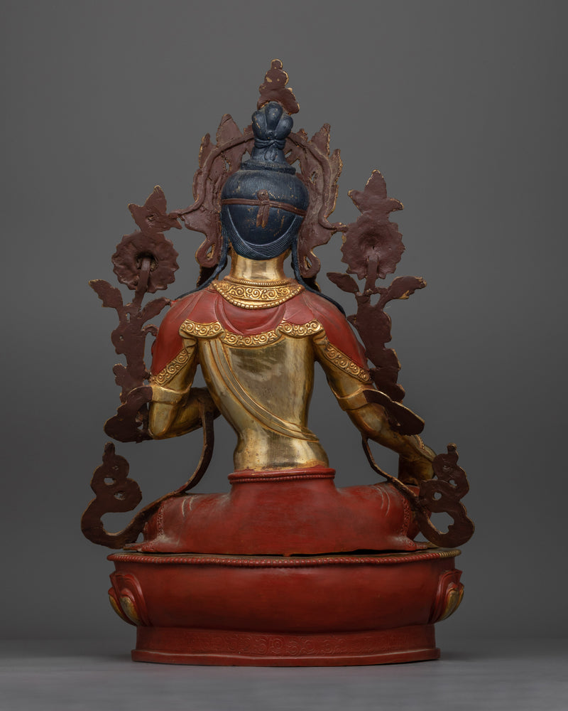 Green Tara Gold Gilded Oxidized Statue | Handcrafted Symbol of Compassion