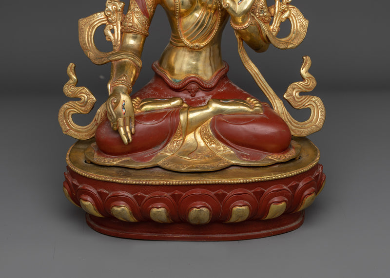 White Tara Gold Gilded Oxidized Statue | Handcrafted Symbol of Healing and Compassion