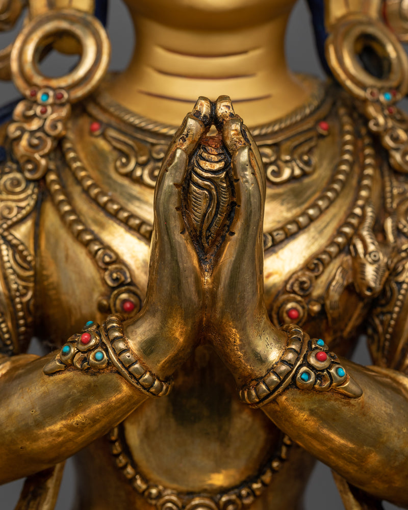 Chenrezig 48cm Gold Gilded Statue | Handcrafted Symbol of Compassion