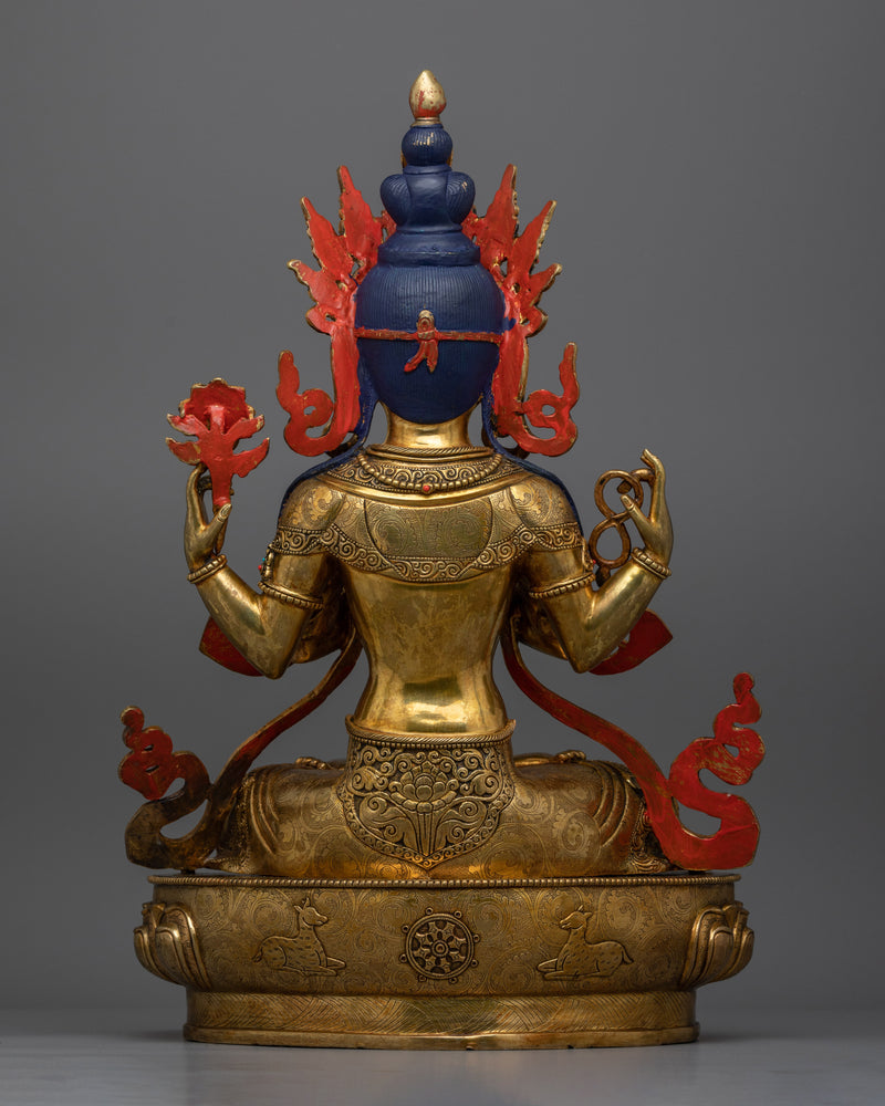 Chenrezig 48cm Gold Gilded Statue | Handcrafted Symbol of Compassion