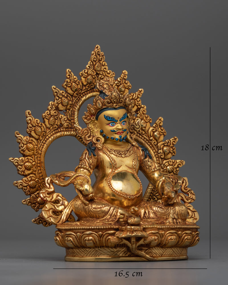 Dzambhala 18cm Gold Gilded Small Statue | Handcrafted Symbol of Wealth