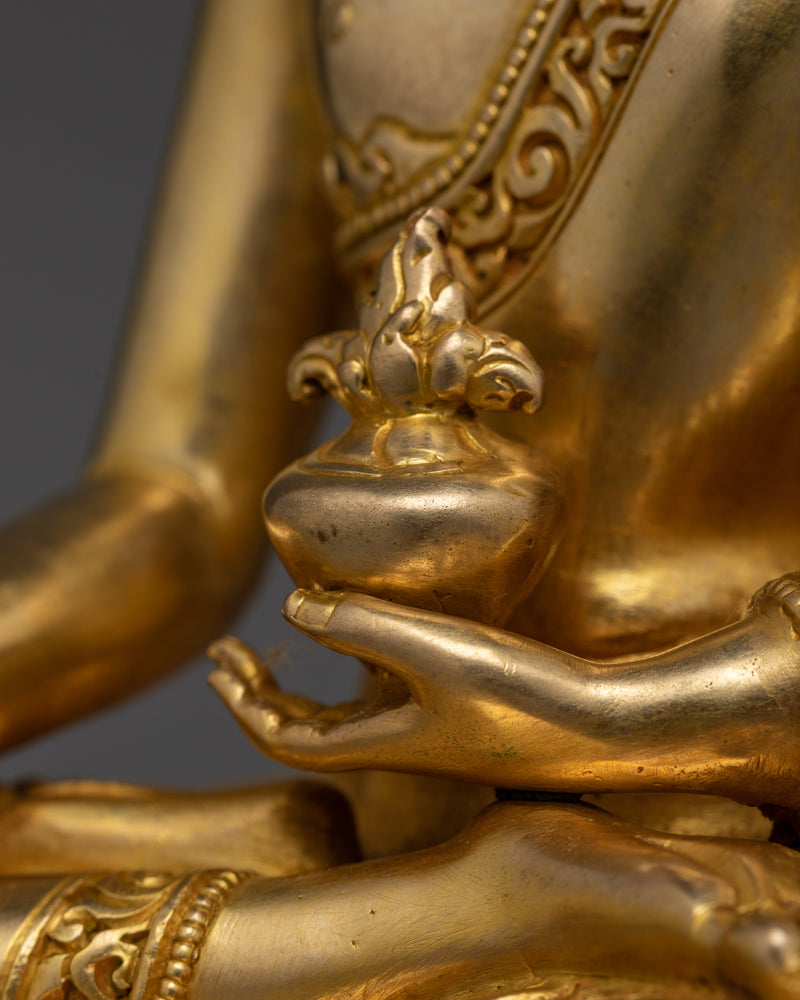 Medicine Healing Buddha Gold Gilded Statue | Handcrafted Symbol of Wellness