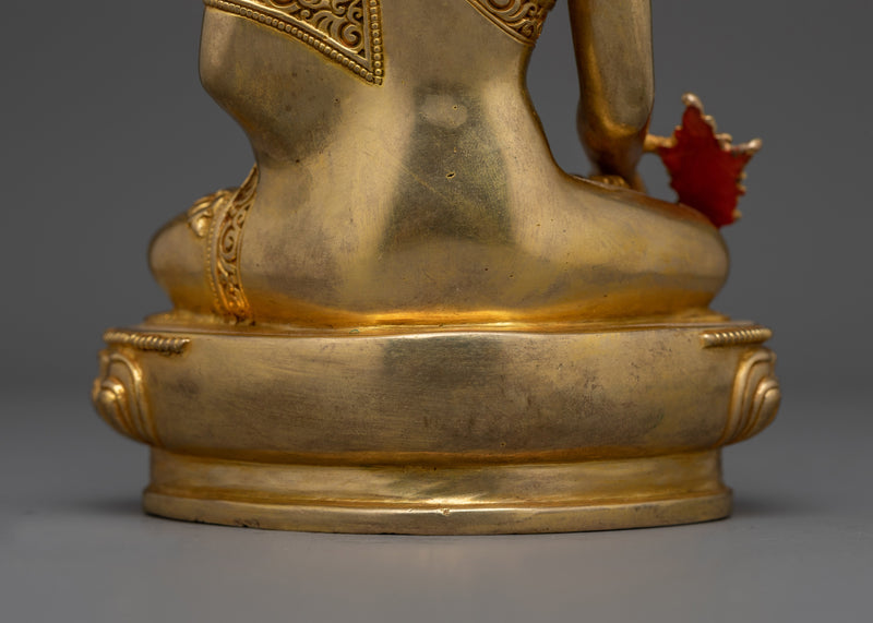 Medicine Healing Buddha Gold Gilded Statue | Handcrafted Symbol of Wellness