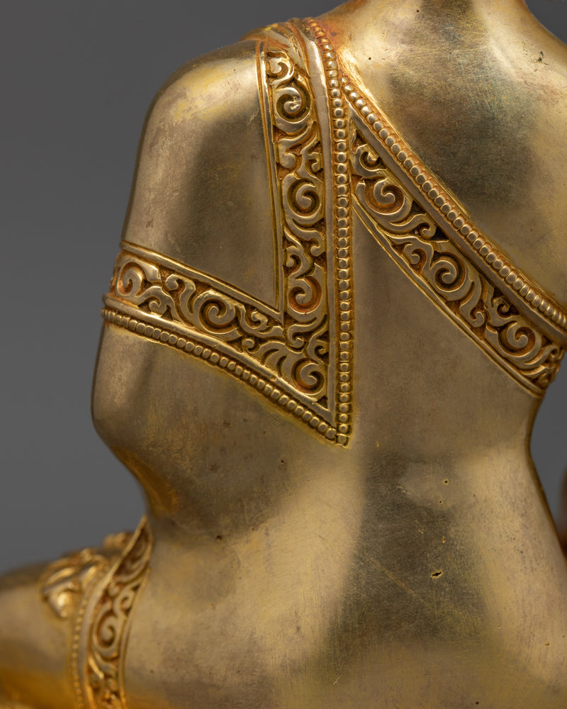 Medicine Healing Buddha Gold Gilded Statue | Handcrafted Symbol of Wellness