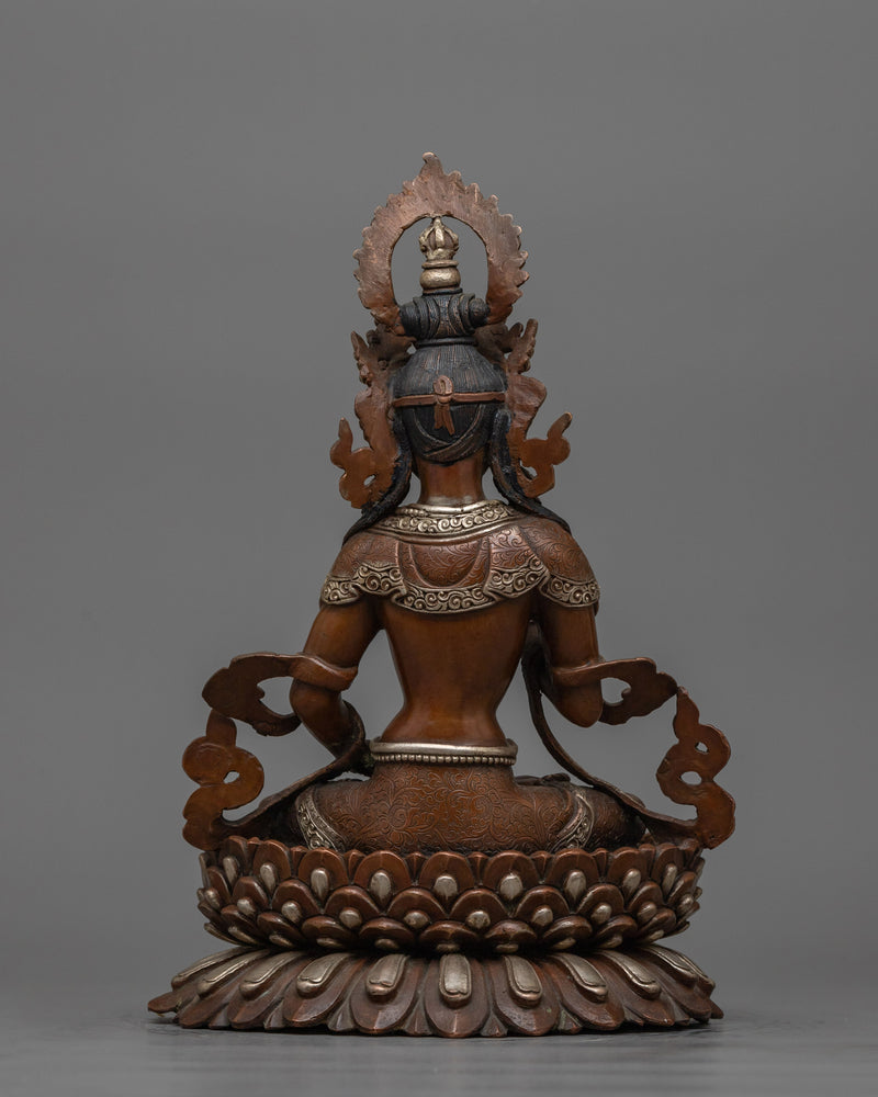 Vajrasattva 26cm Silver Plated Oxidized Statue | Handcrafted Symbol of Purity