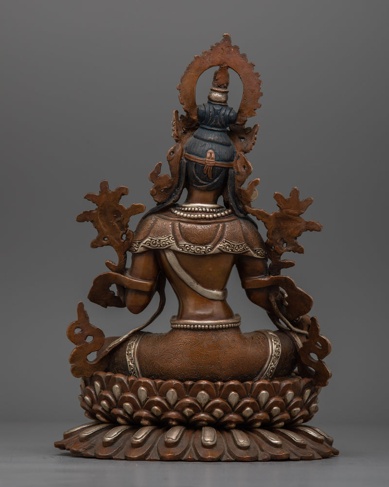 Green Tara Silver Handcrafted Statue | Symbol of Nepalese Artisans Artwork