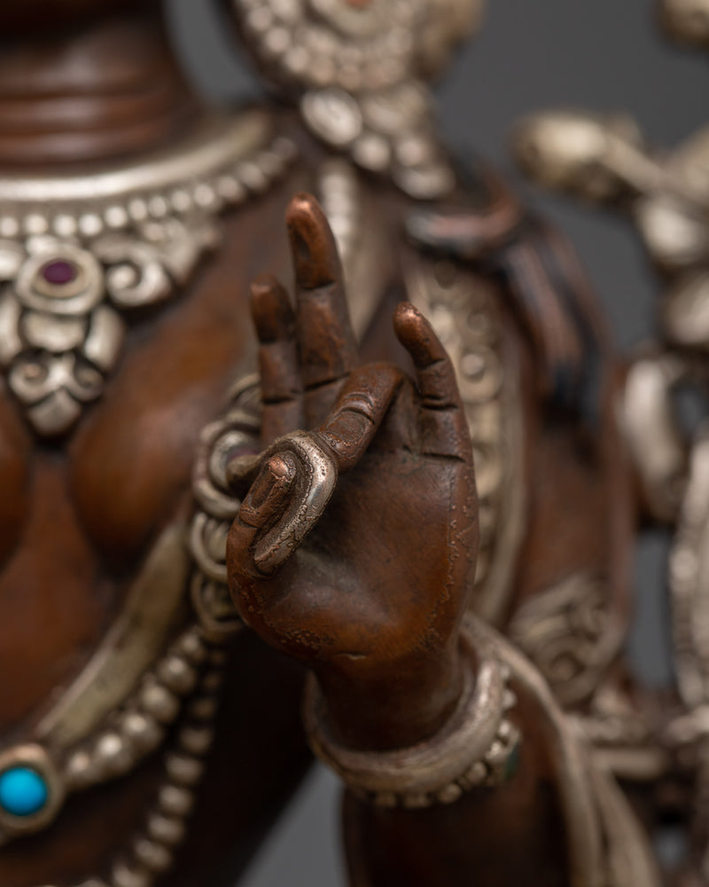 Green Tara Silver Handcrafted Statue | Symbol of Nepalese Artisans Artwork