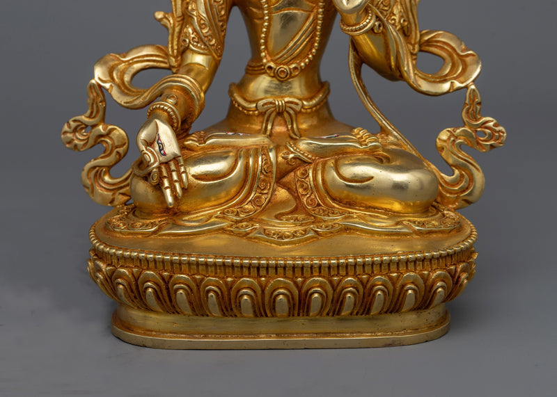 White Tara 23cm Gold Gilded Statue | Handcrafted Symbol of Compassion