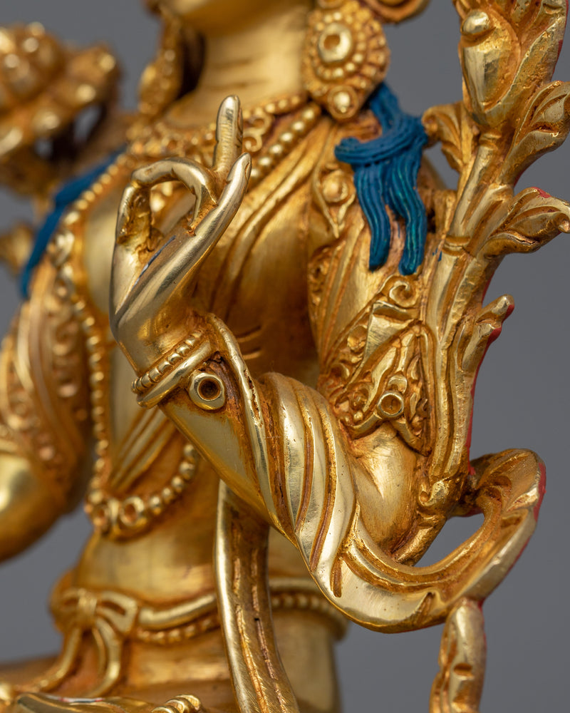 White Tara 23cm Gold Gilded Statue | Handcrafted Symbol of Compassion