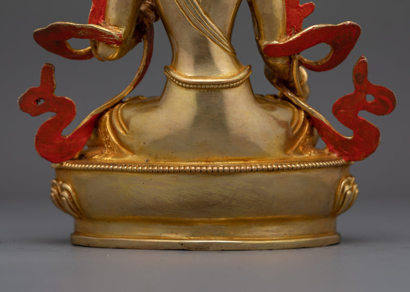 Gold Gilded White Tara 23cm Sculpture | Handcrafted Symbol of Compassion