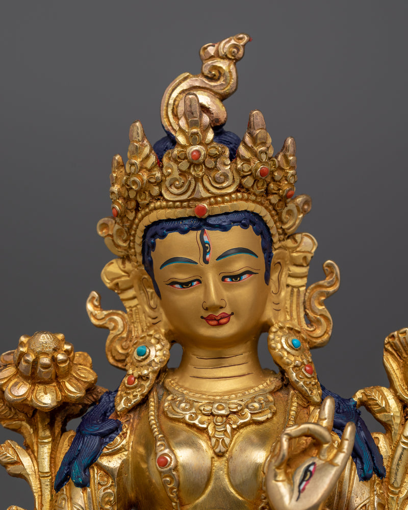 gold-gilded-white-tara-23cm-sculpture