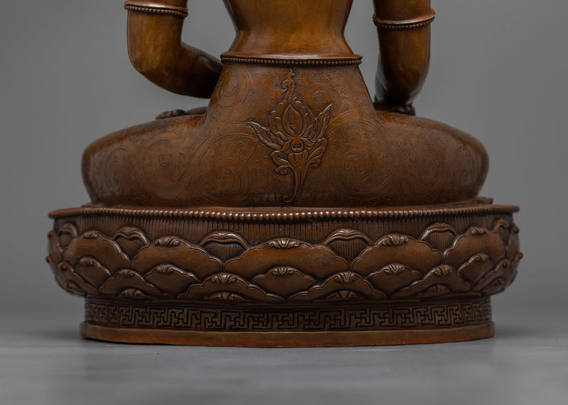 Crown Shakyamuni Buddha 40cm Oxidized Statue | Handcrafted Symbol of Enlightenment