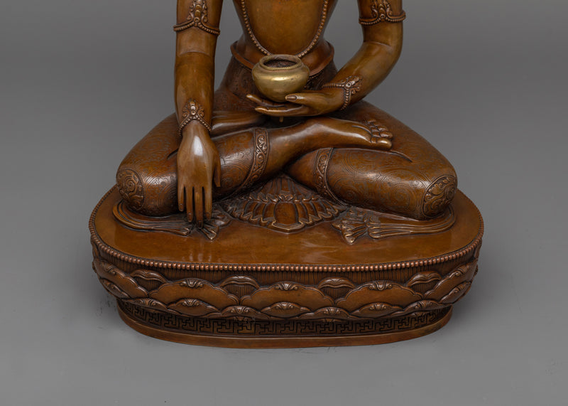 Crown Shakyamuni Buddha 40cm Oxidized Statue | Handcrafted Symbol of Enlightenment