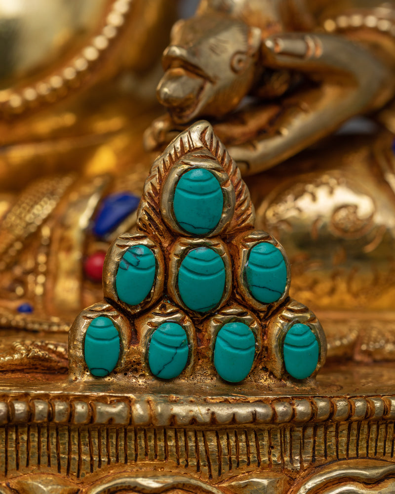 Dzambhala A Jewels Deity Gold Gilded Statue | Handcrafted Symbol of Abundance