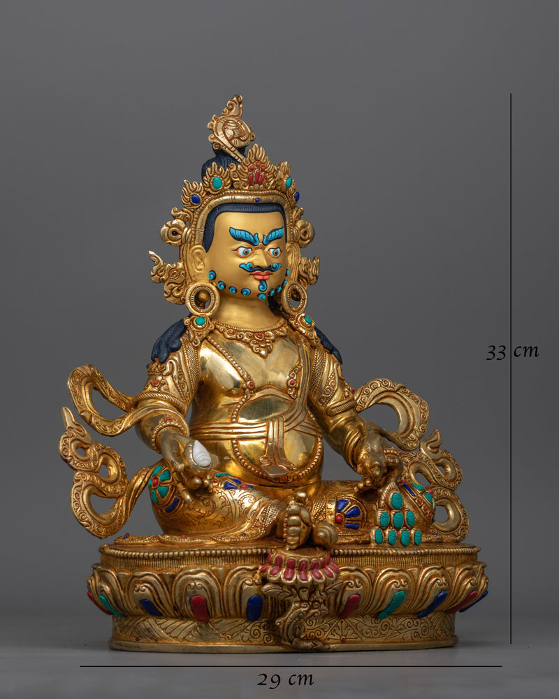 Dzambhala A Jewels Deity Gold Gilded Statue | Handcrafted Symbol of Abundance