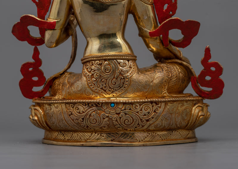 Green Tara Gold Gilded 35cm Statue | Embodiment of Compassion and Action