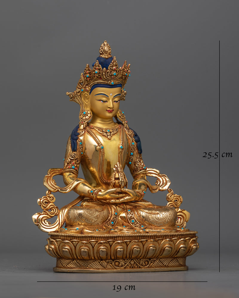 Amitayus A Long-Life Buddha Gold Gilded Statue | Handcrafted Symbol of Longevity