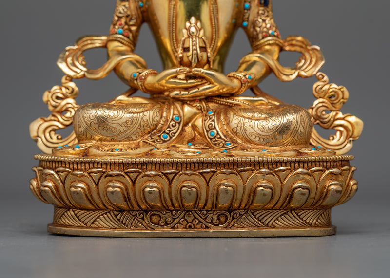 Amitayus A Long-Life Buddha Gold Gilded Statue | Handcrafted Symbol of Longevity