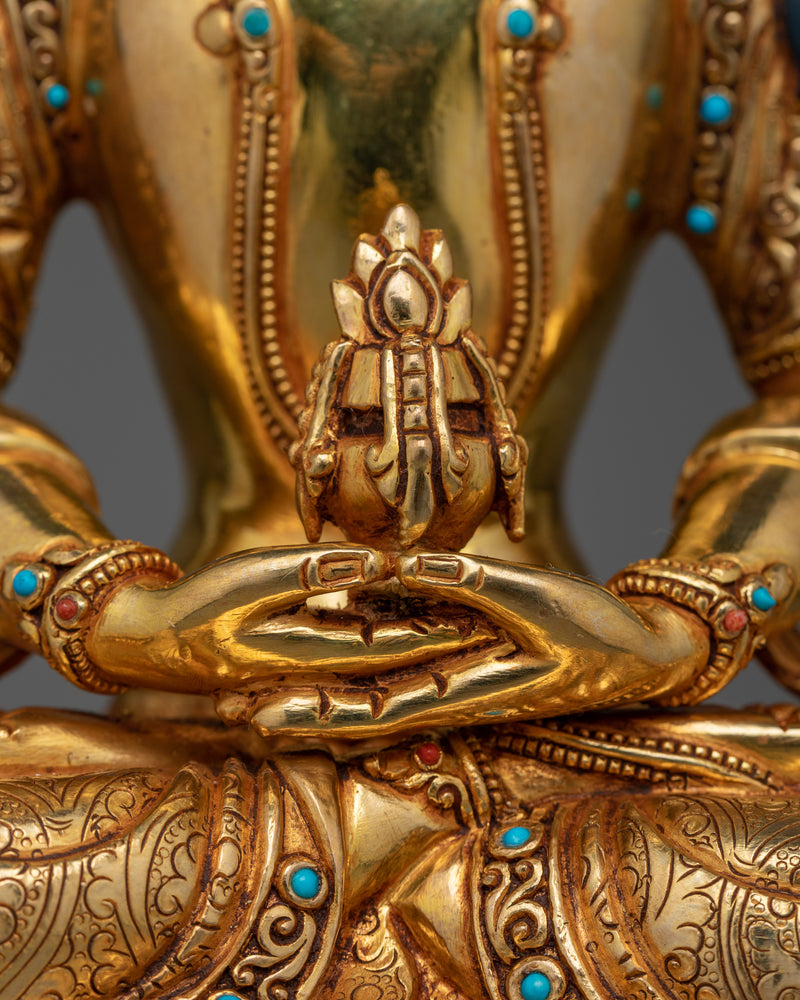 Amitayus A Long-Life Buddha Gold Gilded Statue | Handcrafted Symbol of Longevity