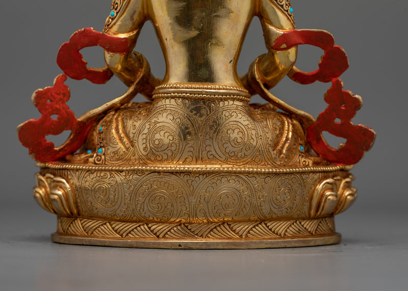 Amitayus A Long-Life Buddha Gold Gilded Statue | Handcrafted Symbol of Longevity