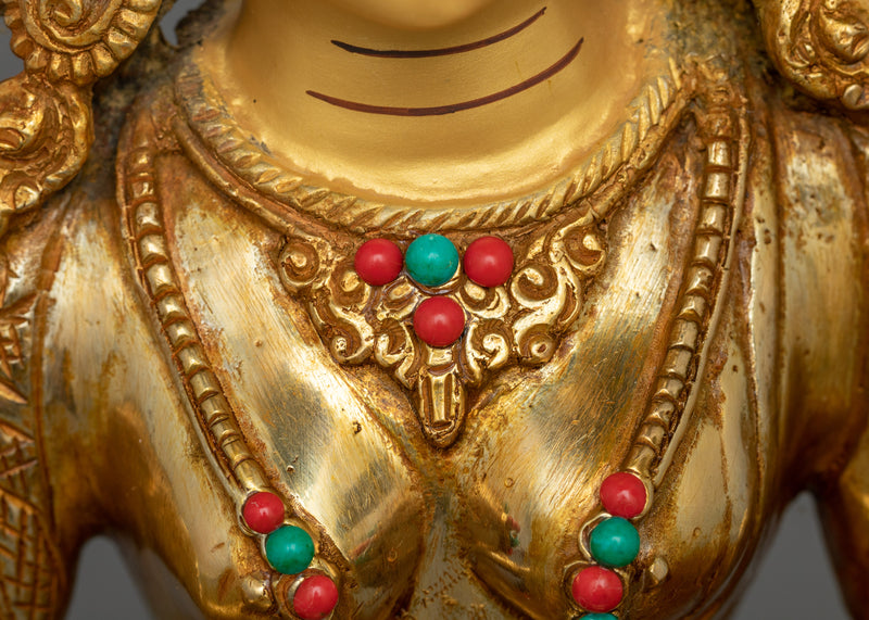 Dukar Gold Gilded Oxidized Statue | Guardian of Wisdom and Protection