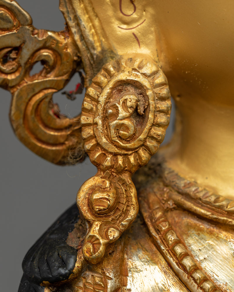 Dukar Gold Gilded Oxidized Statue | Guardian of Wisdom and Protection