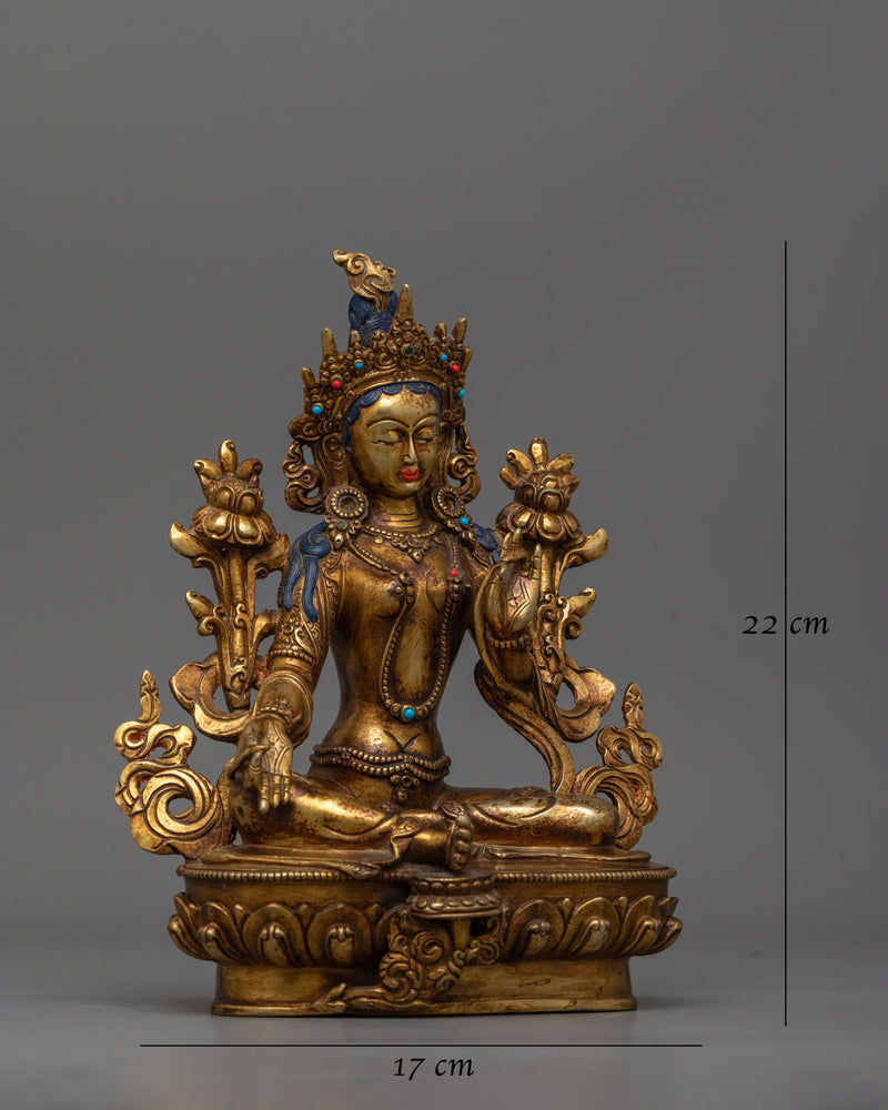 Green Tara Antique Touch Statue | Symbol of Active Compassion